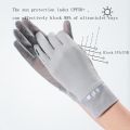 Fashion Women Gloves Summer Ladies Anti-UV Sunscreen Ice Silk Thin Gloves Mesh Breathable Can Be Opened Fingertip Driving Gloves. 
