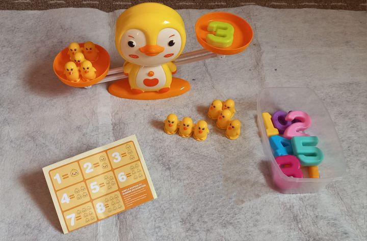 enguin Balance Scale Games and Number Counting Blocks for Kids, Montessori Math Games for Kids Learning Activities Cute Cartoon Duck Frog Penguin Weight Balance Scale & Number Counting Activity
