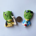 [4 free shipping] Douyin creative drinking water button nose green fish three-dimensional magnetic refrigerator stickers decorative net red magnets. 