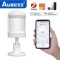 Aubess Tuya Smart ZigBee 3.0 Battery Alexa PIR Motion Sensor Detector 5-7M 150° Works with ZigBee BLE5.0 Bluetooth Mesh Gateway Hub. 