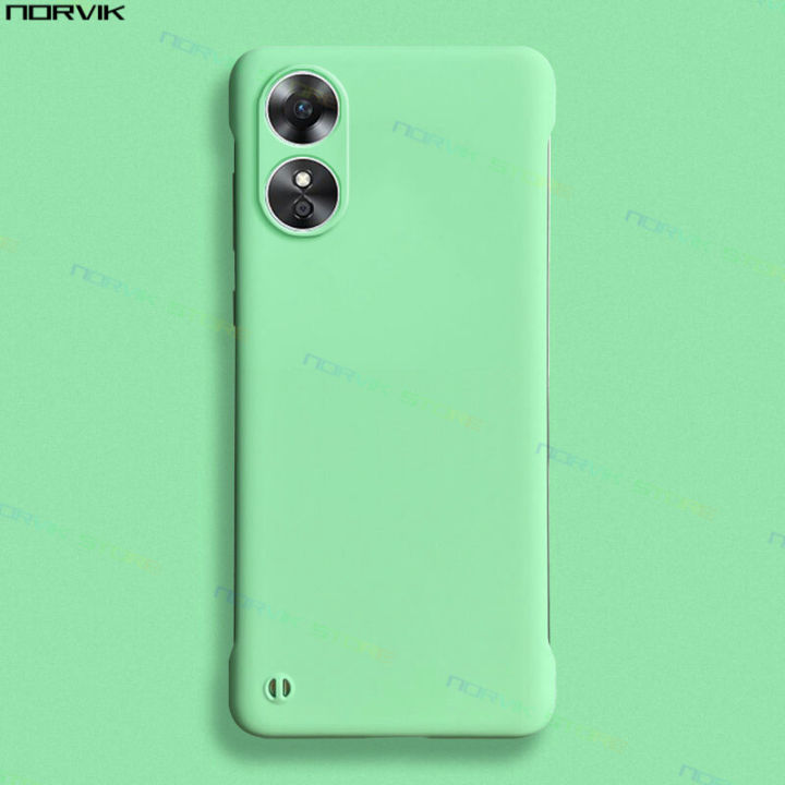 NORVIK Cute Frameless Green Hard Phone Case for OPPO A98 A78 A58 Reno 10 8 8Z 7Z 7 Find X5 6 5 2 2Z 2F A31 Pro Plus 4G 5G Luxury Ultra Thin Borderless Design Back Cover Casing N11-1