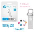 HP USB Flash Drive 16GB - With 3-MONTHS Warranty + Free 1 OTG. 
