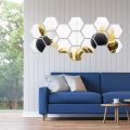 12PCS Removable Acrylic Mirror Setting Hexagon Wall Sticker Decal Honeycomb Mirror for Home Living Room Bedroom Decor. 