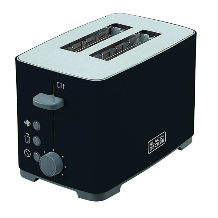 Black+Decker Slice Toaster TO-800 with 7 temperature level, for different types of bread , 800W - Black&White
