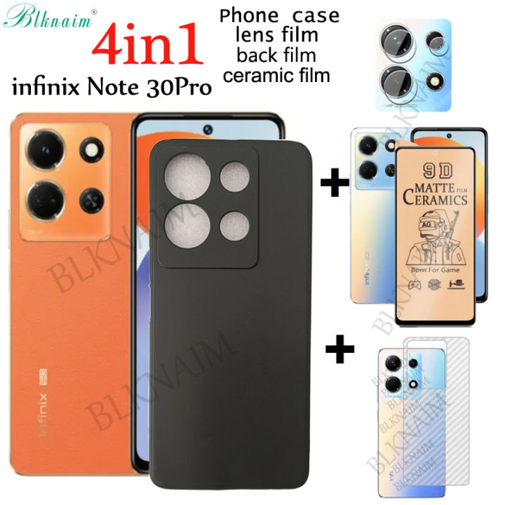 BLKNAIM 4in1 For infinix Note 30Pro  Phone Case Soft Silicone Phone Case+Ceramic Membrane tempered glass+Lens Film+Back Cover