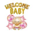 Welcome Baby Decoration Set Welcome Baby Foil Balloons Alphabets + 5Pcs Baby Balloons Pack for Baby Girl or Boy Best Foil Balloons for New Baby Born, Welcome Baby, and other baby celebrations.. 