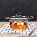 Techmanistan 4.5L Heat Resistant Clear Glass Pot with Stainless Steel Handles & Lid, Stovetop Glass Cooking Pot with Lid, Clear Pots for Cooking, Glass Soup Porridge Pot Microwave Glass Pan. 