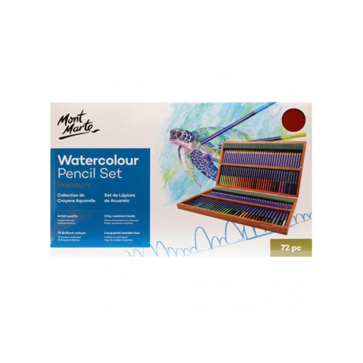 Mont Marte Premium Watercolour Pencils 72 Piece In Wooden Box