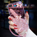 COROGI for OPPO A3s Back Cover with Crystal Wrist Strap Luxury 3D Diamond Butterfly Shiny Starry Sequins Girls Case Clear Soft Silicone Protective Phone Cases. 