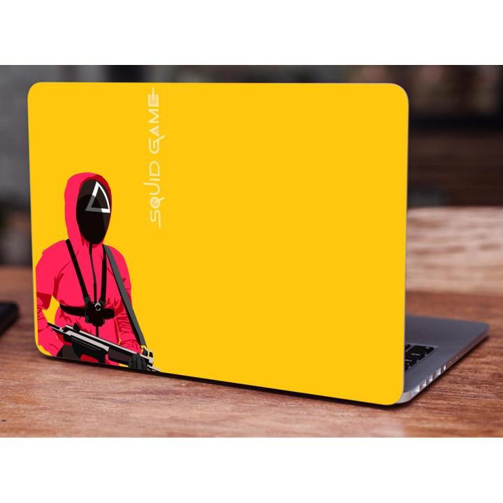 Squid Games Web Series Yellow, Laptop Skin Vinyl Sticker Decal, 12 13 13.3 14 15 15.4 15.6 inch Laptop Skin Sticker Cover Art Decal Protector Fits All Laptops