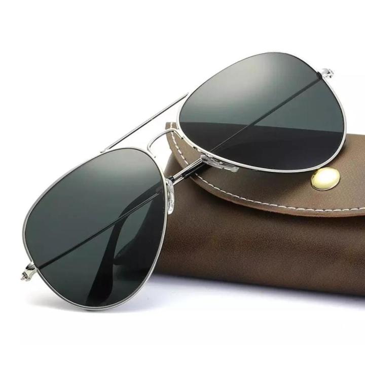 New Aviator Silver Frame Black Lens Sun Glasses for Men and Women With High Quality/-For Gift