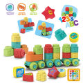 Kids Soft Rubber 19Pcs Building Blocks DIY Assemble Building Bricks Set Children Toys Educational Toys for infants and young Baby chew and play educational Building Blocks Animal Train Set for Kids Boys Girls Best Gift. 