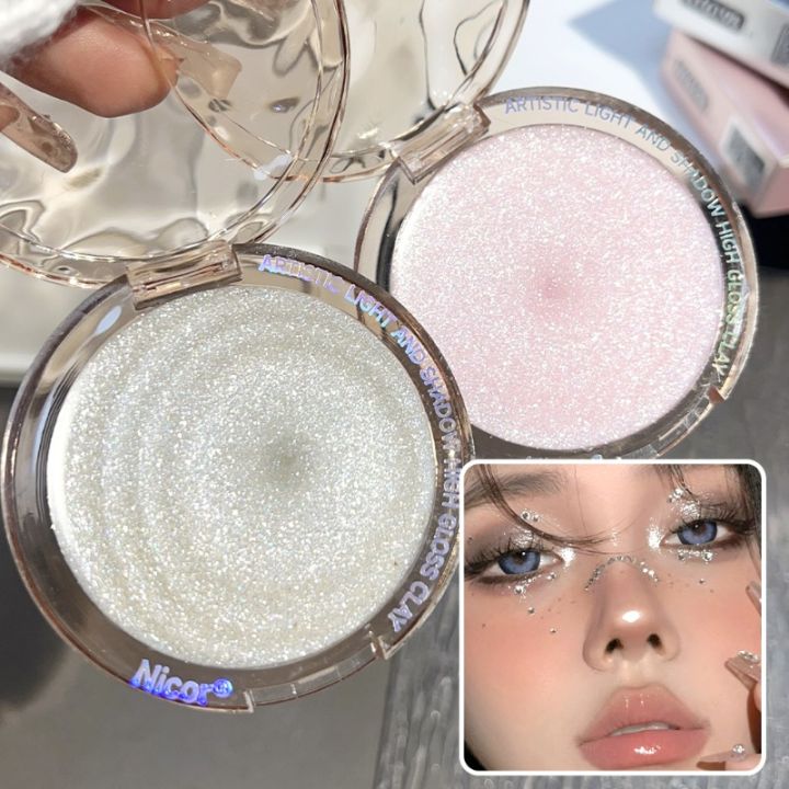 Face Water Gloss Highlighters Cream 3color Mashed Potatoes Eyeshadow Waterproof Lasting Glitter Brightening Light Monochrome Eye Shadow