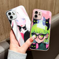 FELMYST for OPPO A55 Back Cover Girl Black Cat Original Print Hard Metallic Lacquer Glass Phone Case. 