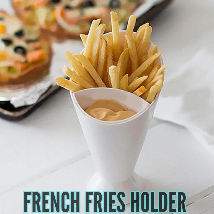 2 in 1 French Fry Cone with Dipping Cup French Fries Holder With Ketchup Bowl