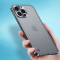 Jaster electroplated metal frame case for iPhone 11 12 13 14 Pro Max 12 13 mini 14 frosted translucent acrylic back plate cases. 