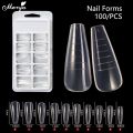 Monja 100Pcs Nail Mold Forms for Poly Extension Gel False Nails Art Tips Acrylic Fake Finger Gels UV Polish Quick Building Sculpted Fake Tips Mold DIY Manicure Design Tools. 