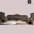 Sultan furniture's- 5 seater bridal sofa set- in dark brown colour with deco on carving. 