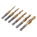 Threaded Drill Taps, Thread Tapping Tool 6Pcs HHS for Thick Steel Plate. 