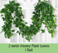 Pack of 12 Artificial Money Plant Leaf Bails 8ft Length Green Hanging Garland for Home, Office, Wedding, and Festival Decoration. 