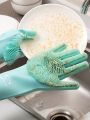 Magic Reusable Silicone Gloves with Wash Scrubber, Heat Resistant, for Cleaning, Household, Dish Washing, Washing the Car. 