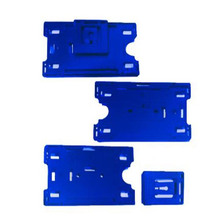 Pack of 50 (Pcs) Diamond ID Jacket Blue Card Holder – Durable Plastic Badge Holders with Thumb Grip & Clip (10 x 7.5 cm)