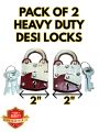 PACK OF 2 HEAVY DUTY DESI LOCKS IN 2INCH SIZE-NADEEM LOCK MADE IN PAKISTAN-GATE LOCK-DOOR LOCKS-SHOP LOCKS-DESI LOCKS WOTH 3 KEYS. 