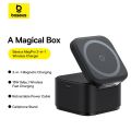 Baseus 25W Magnetic Wireless Charger, MagPro 2 in 1 Fast Charger Stand For iPhone and Airpods with USB-C Output For iWatch Charger. 