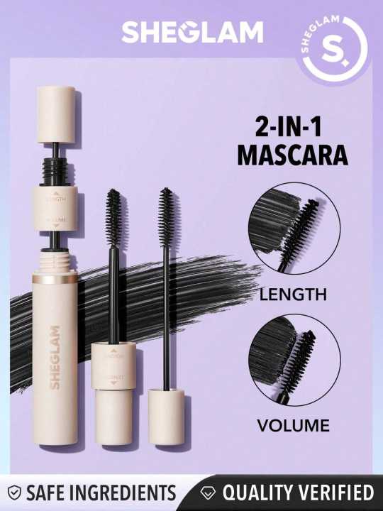 SHEGLAM Lash Besties 2-In-1 Mascara Volumizing Double Head Brush Easy To Remove No Smudge