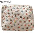 ECHIDNA Cosmetic Bag Floral Print Soft Fabric Makeup Bag. 