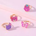 Pack Of 10 Mix Korean Cartoon Children Ring Fashion  Multicolor Lovely Cartoon Fruit Animal Rings for Children Adjustable Finger jewelry gift. 