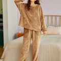 FUZZY FLANNEL PAJAMA SETS nighty loungwear winter night suite winter  pyjama set /warm suite /. 