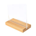 Acrylic Brochure Stand T Shape Wooden Base Photo Frame Table Hotel Menu Product Price Flyer Leaflet Display Holder QR Code Stand. 