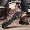 New Crocodile Print Sneakers Men Shoe Boots Men's Casual Shoes Luxury Fashion Tide Chic Slim Male PU Leather Footwear Big Size. 