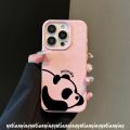 Cartoon Doodle Candy Color Simple Cute Lazy Panda Couples Case Compatible for IPhone 15 13 11 16 12 14 Pro Max 16 15 14 Plus XR X XS Max Luxury Leather Texture Skin Feel Soft Cover. 