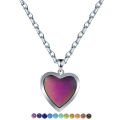 Heart Mood Locket Necklace Color Changing Necklace Temperature Mood Stainless Steel Love Shape Photo Pendant Necklace Jewelry. 