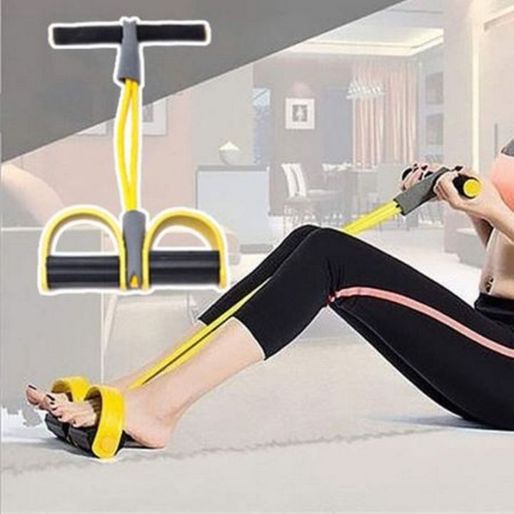 Elastic Sit Up Pull Rope Dual Spring Tension Foot Pedal Abdomen Leg Exerciser Tummy Trimmer Equipment Bodybuilding Expander for Fitness Yoga Training