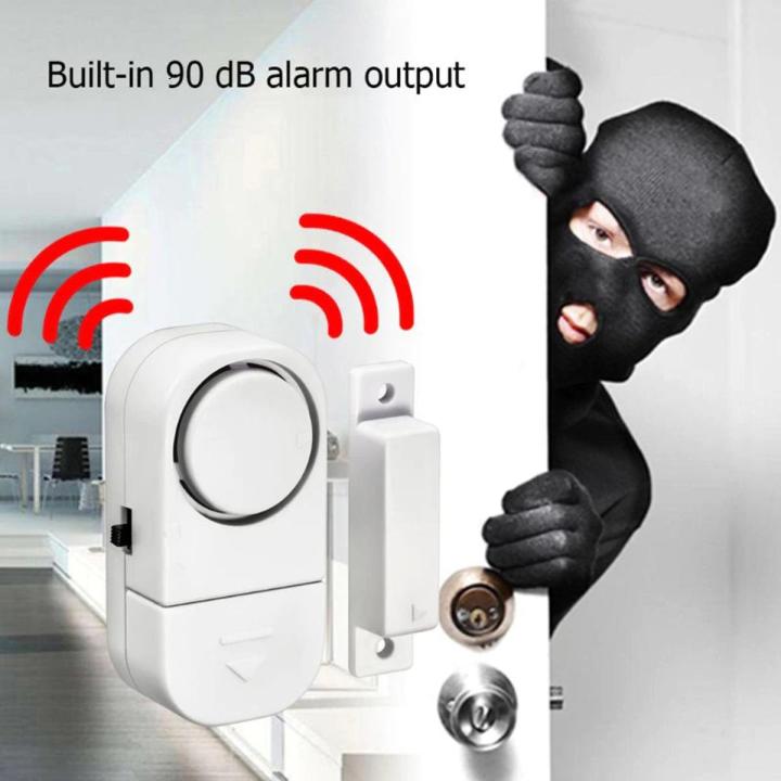 Independent Wood Door Alarm Sensor Window Detector With 80Db Buzzer Burglar Security Alarm System LR44 button Battery