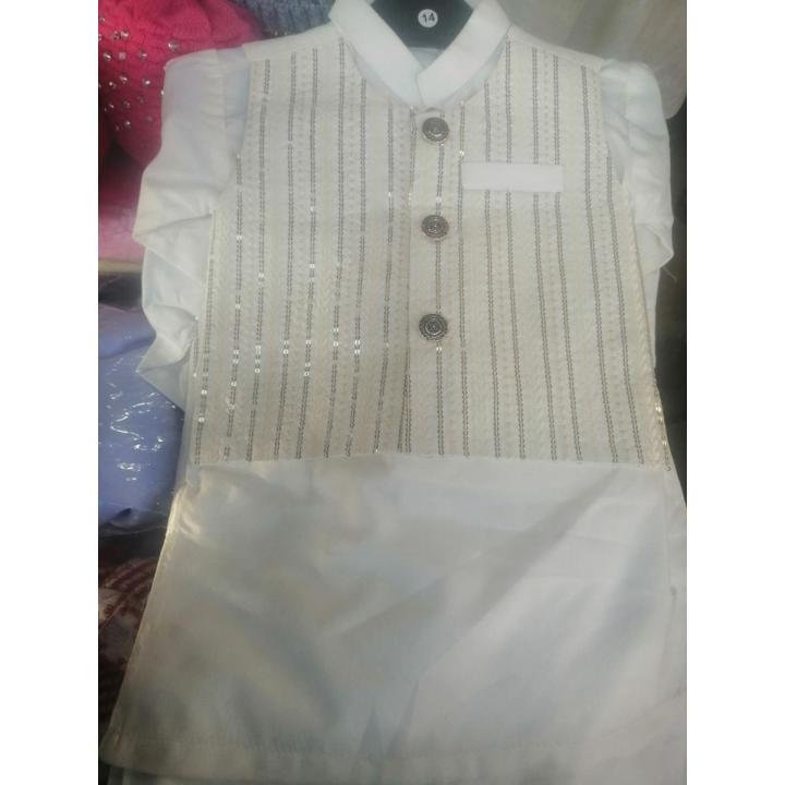 white kameez shalwar with waistcoat