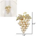 FLYEER Grapes Napkin Rings Set of 12, with Glittering Imitation Diamond and Pearls Inlay Alloy Napkin Ring Holder. 