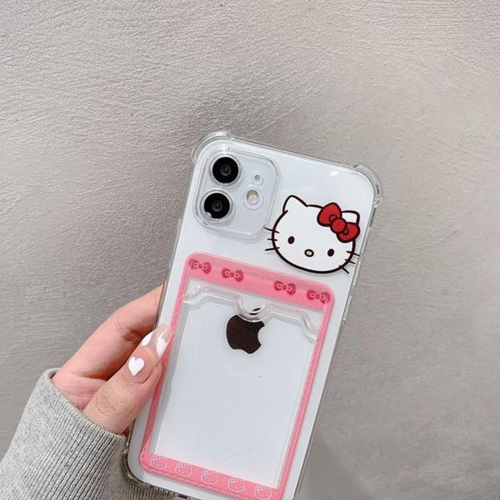 Hello Kitty Phone Case for iPhone 7/8P/X/XR/XS/XSMAX/11/12Pro Phone Cute Cartoon Transparent Card Case Case Cover