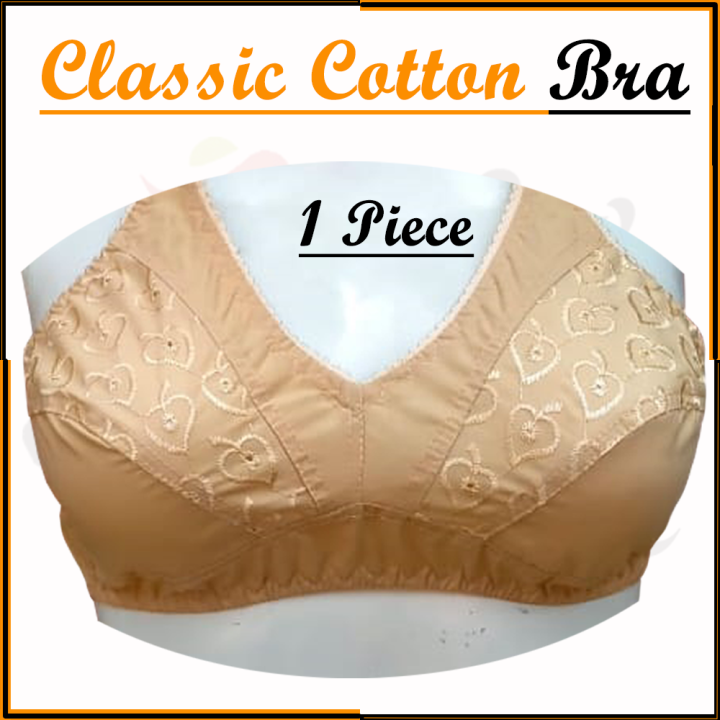 Classic Cotton Bra Brazier for Women Undergarments and Non-wired Brazzer with Chikan Embroidery