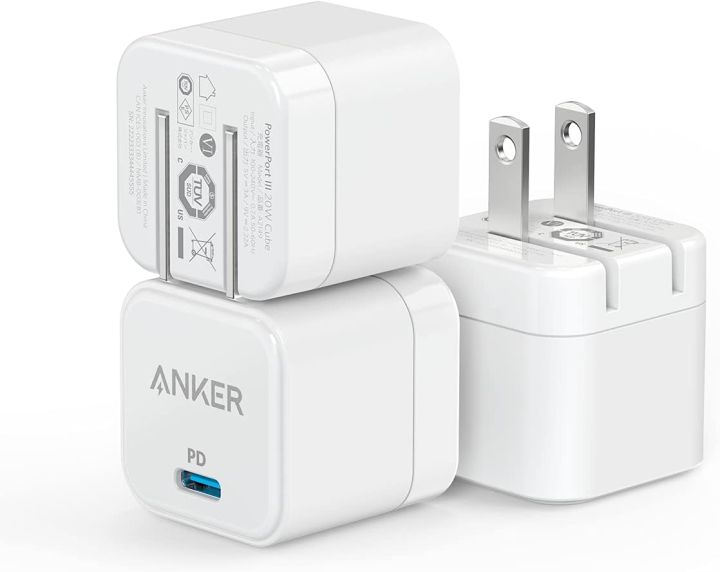 Anker 312 (20W) A2678 621  USB C Fast Charger With Foldable Plug, PowerPort III Cube Charger (Cable Not Included)