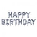 13pcs 16 Inch Long Silver Happy Birthday Foil Letters For Women and Men Adults Kids Foil Balloons Set for Party Decoration. 