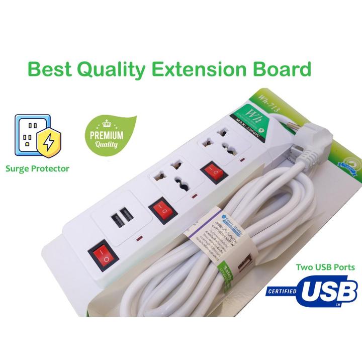 High Quality Extension Board multi plugs option With Multipurpose Extension Board With @ power Ports & 2 USB Charging Ports
