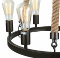 6 – Light Candle Style Wheel Chandelier with Rope Accent. 
