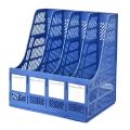 4 Portion Magazine File Documents Holder - Blue. 