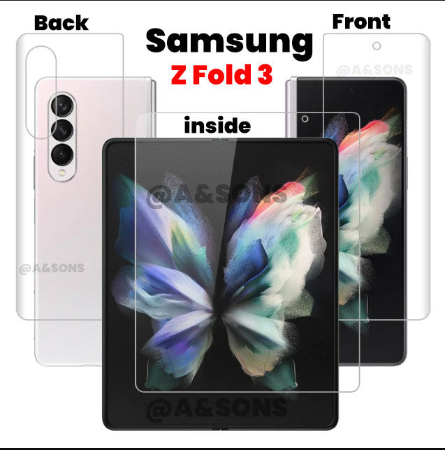 Samsung Galaxy Z Fold 3 Screen protector Front and Back And Inner Full Screen Hydrogel Film Jelly Protector for Samsung Galaxy Z Fold 3