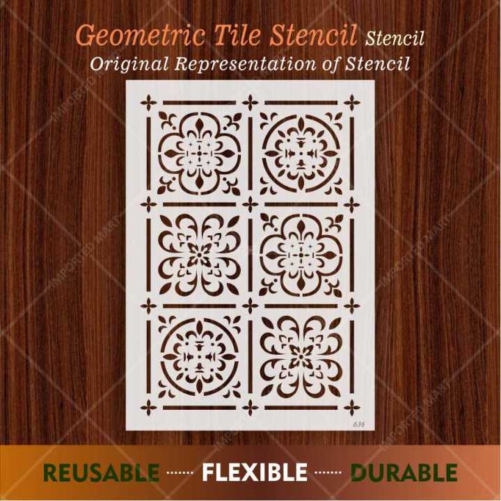 Moroccan Tile Grid Stencil – Reusable Wall, Floor & Furniture Design ...