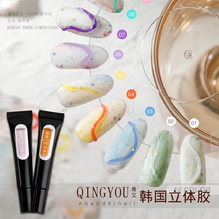 3D Pudding Gel 12ml Tube Emboss Korean Style Nail Design Painting Full Coverage Super Texture Gel Pigmented Paint Liner Gel